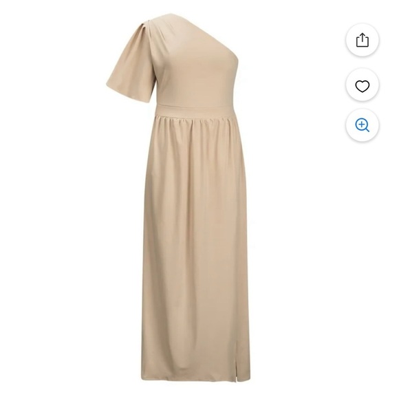Amazon Women's One Shoulder Maxi Dress Champagne Wedding Size M - Picture 3 of 9